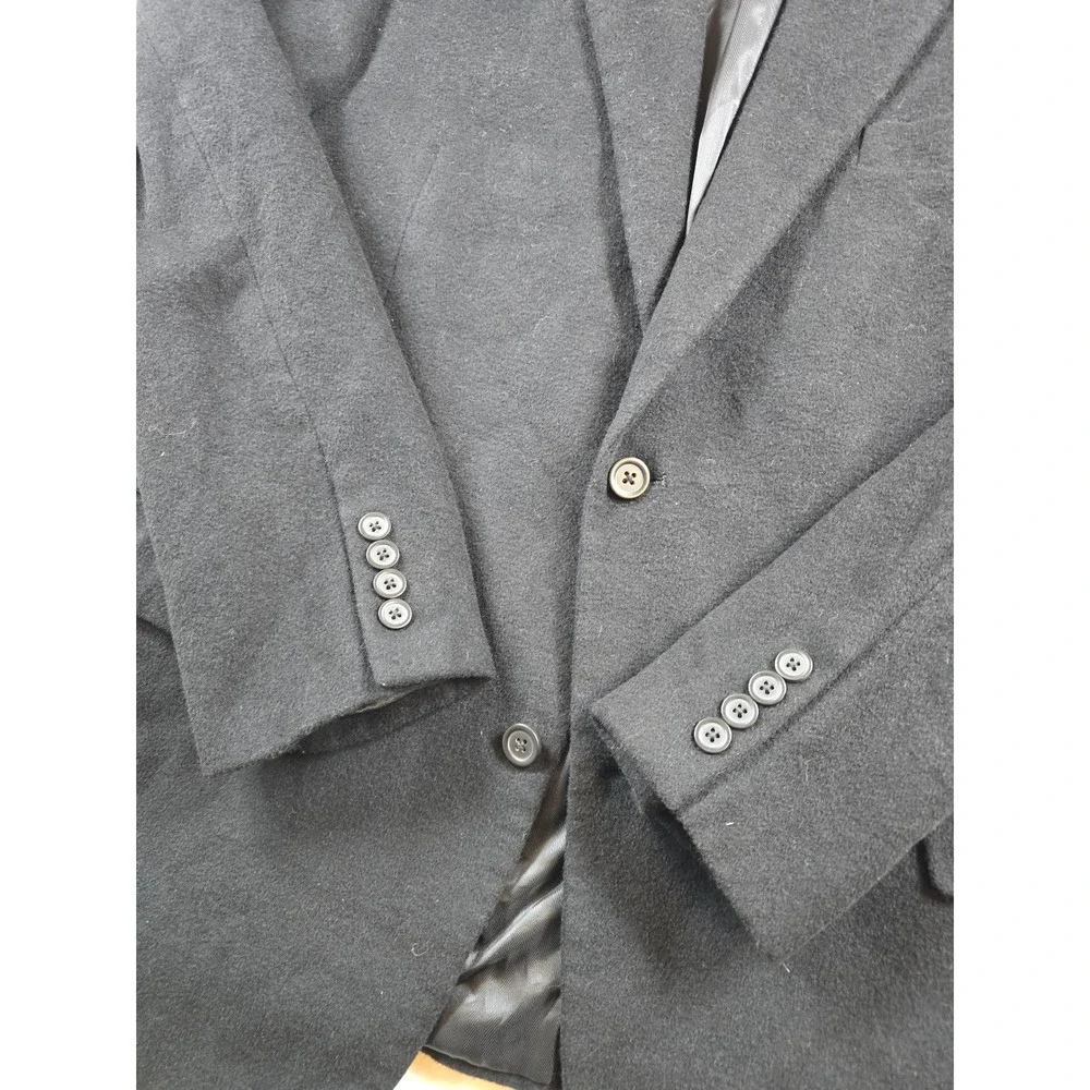 Club Room Silk Cashmere Blazer Mens 46R Black Two Button Wool Soft! Sport Coat